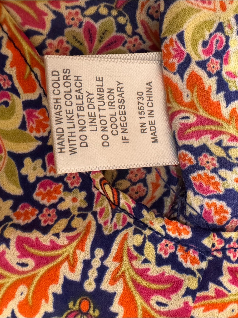 Rose & Olive Paisley Print V-Neck Blouse in Orange and Navy - Picture 3 of 3